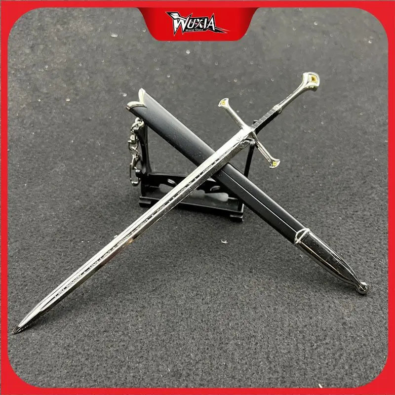 22cm Silver Sword The Anduril Narsil Sword  Movies Peripheral Medieval Metal  Model Samurai Keychains Ornament Crafts Toys