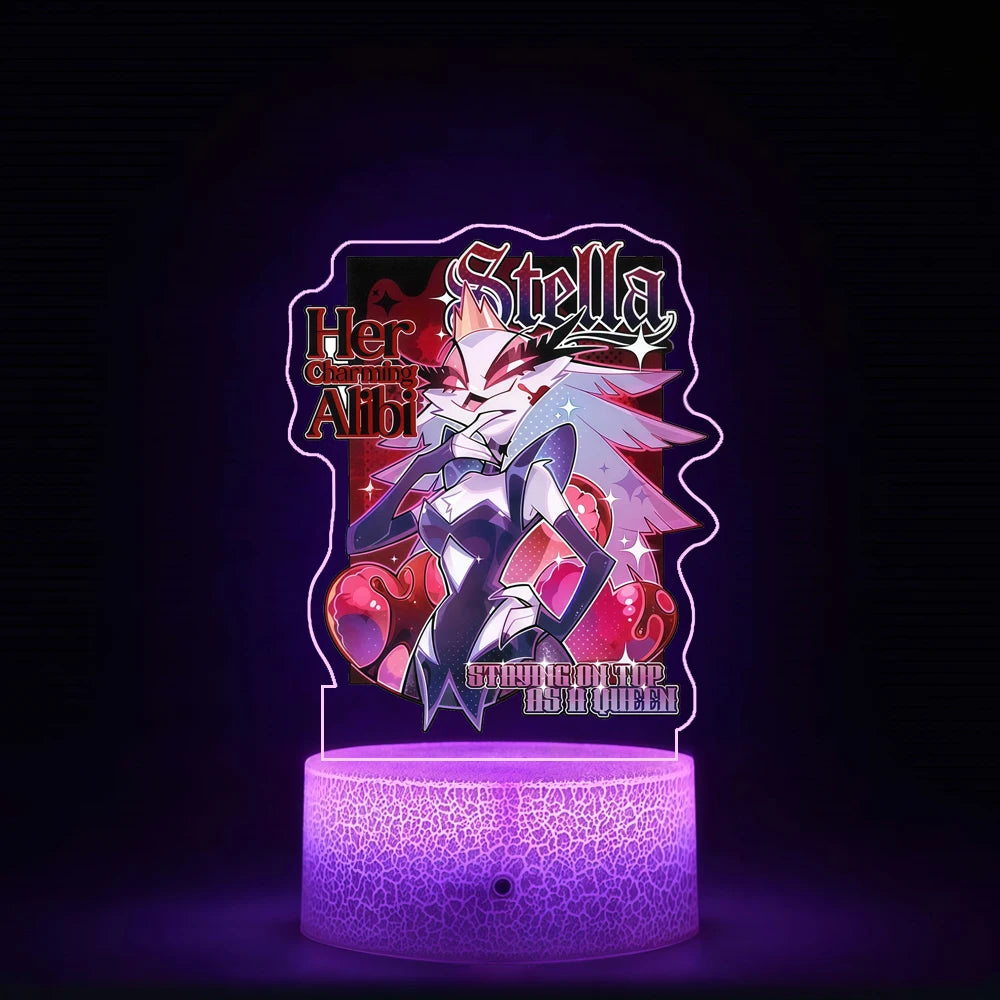 Night Light for Helluva Boss Moxxie Millie Loona Octavia Stella Vassago Asmodeus Colorful Lights Anime Cartoons Bedside Lamp