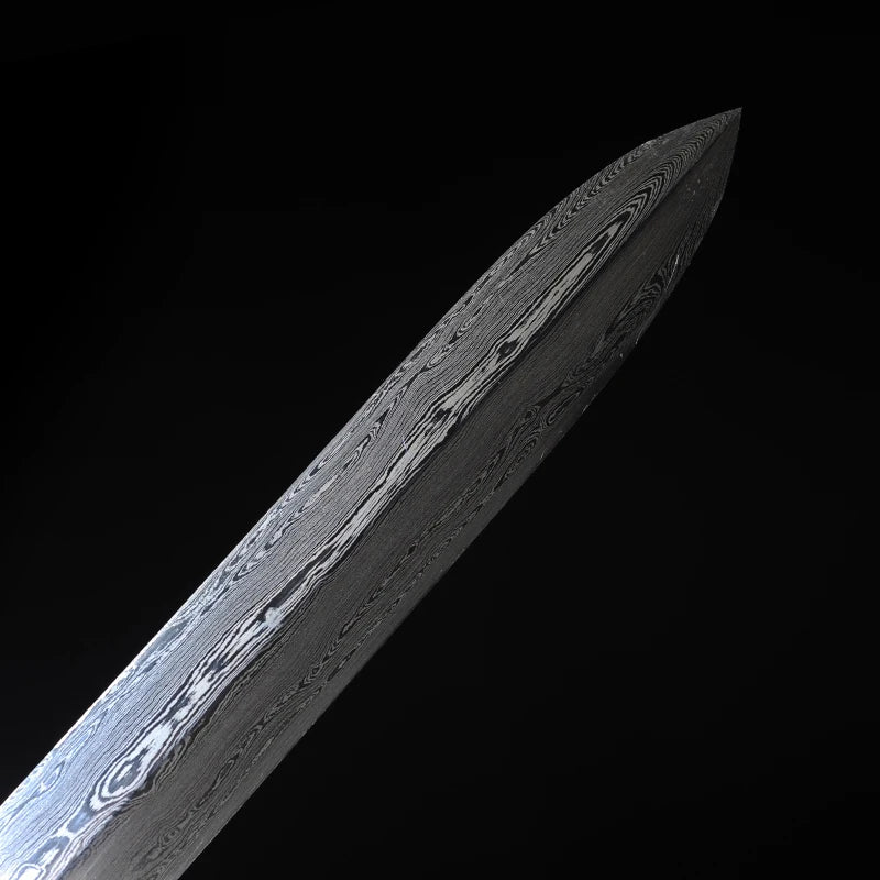 Chinese Cane Sword Folded Steel Damascus Blade Sharp Real Ebony Wood Scabbard Handmade Walking Stick Sword Dragon Weapon Katanas