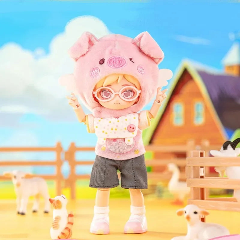 In stock PEETSOON Garden Party Series Ob11 1/12 Bjd 16cm  Cute Action Figure Toys Kawaii Anime Figures  Dolls Toy Gift