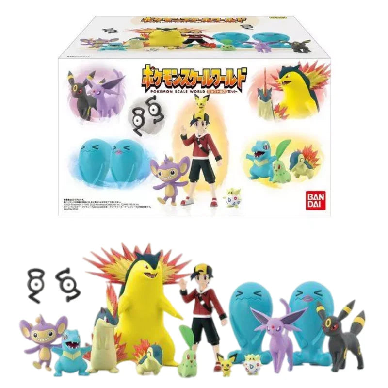 BANDAI Pokemon Figures Scale World Sinnoh Region Johto Region World Hoenn 2 Set Haruka Hikari Hibiki Anime Child Christmas Gift