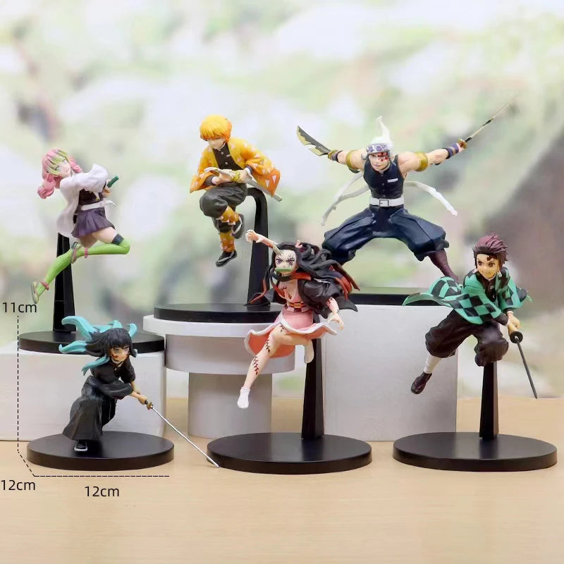Demon Slayer Action Figures Tanjirou Nezuko Zenitsu Kanroji Mitsuri Muichirou Uzui Tengen Anime Figure Collection Model Doll Toy
