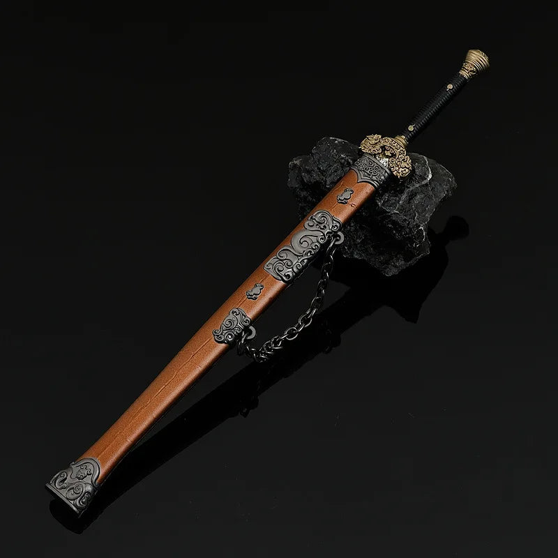 22cm/8.66in Black Myth: Wukong Hyakumo Real Sword Game Peripheral Martial Arts Weapons Models Metal Crafts Desktop Ornament Toys