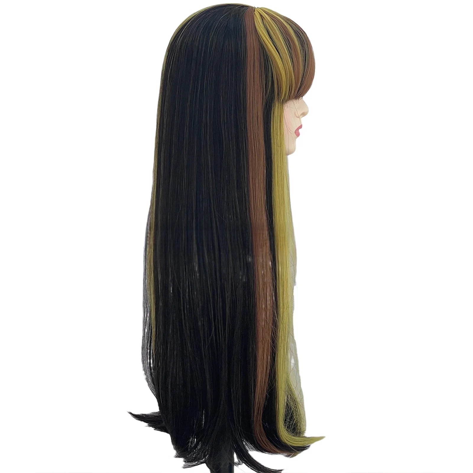 Anime Cosplay Wigs Mix Color Long Straight Hair Props Movie Performance Halloween Christmas Carnival Costume Prop