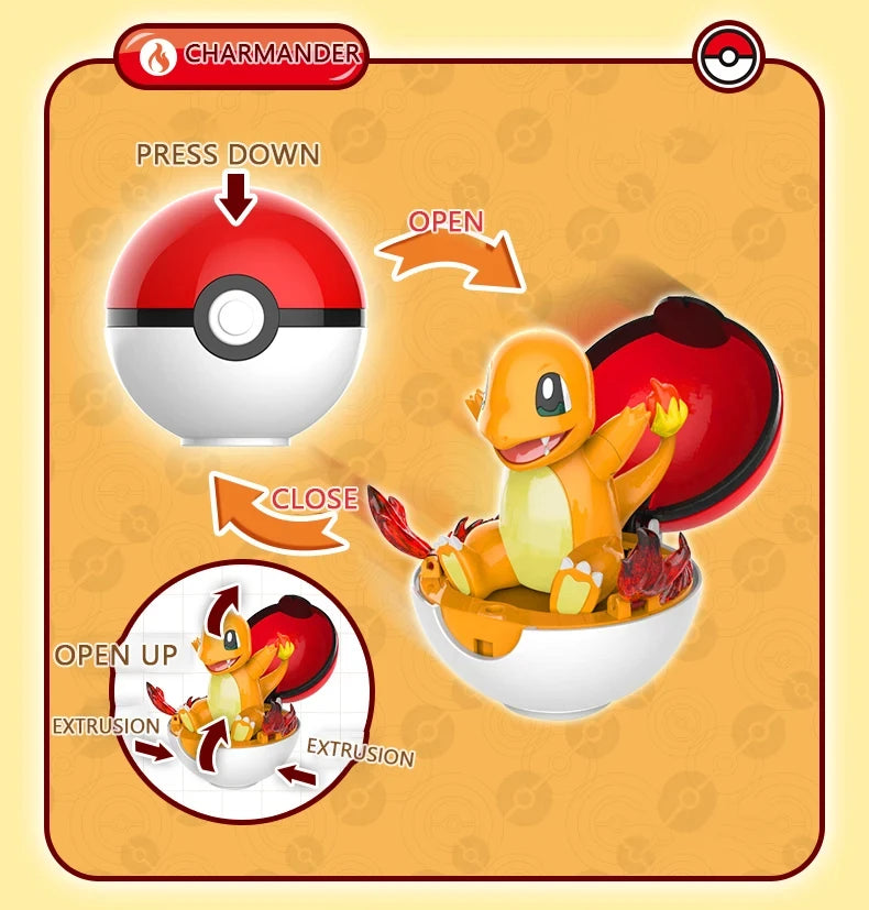 Pokemon  Genuine 6 Different Styles Toy Set Pokeball Pocket Monster Pikachu Eevee Charizard Gyarados Blastoise Figures Model