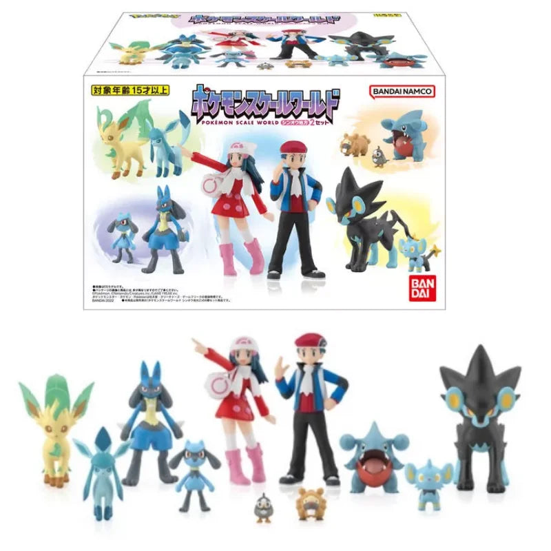 BANDAI Pokemon Figures Scale World Sinnoh Region Johto Region World Hoenn 2 Set Haruka Hikari Hibiki Anime Child Christmas Gift