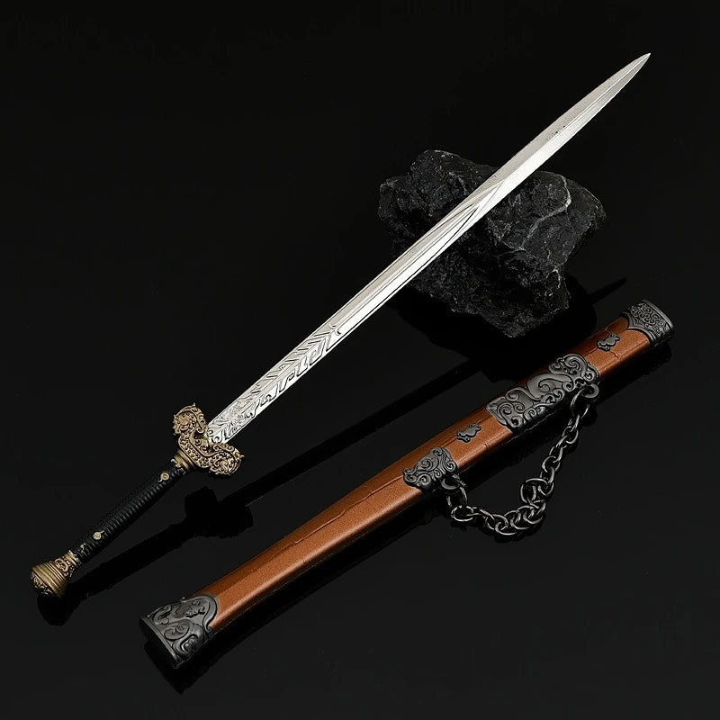 22cm/8.66in Black Myth: Wukong Hyakumo Real Sword Game Peripheral Martial Arts Weapons Models Metal Crafts Desktop Ornament Toys