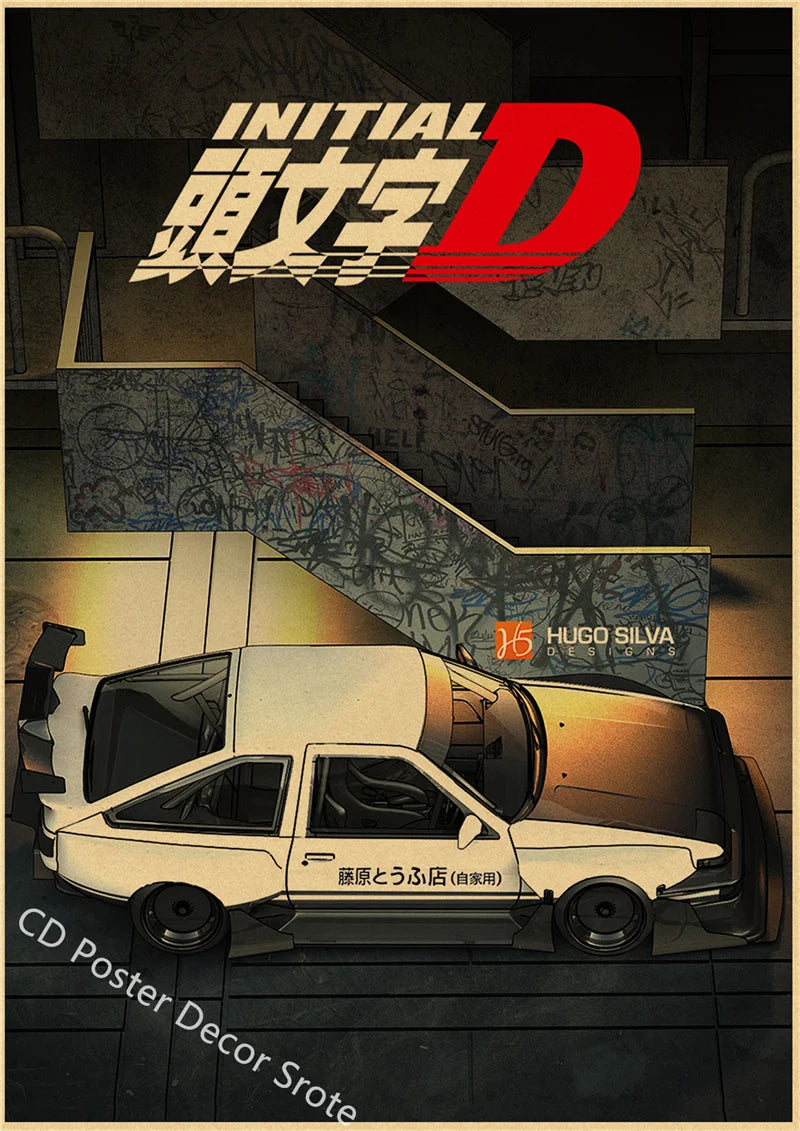 Initial D Kraft Paper Poster