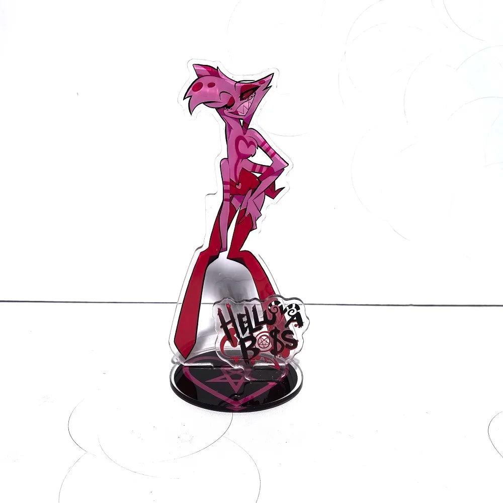 New 15CM Hazbin Hotel Charlie Morningstar Stand Acrylic Figures Vaggie Desktop Standing Sign Model Decoration Collection Gifts