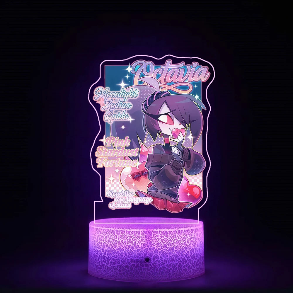Night Light for Helluva Boss Verosika Mayday Asmodeus Vassago Stolas Colorful Lights Anime Bedside Lamp Desktop Decoration Gifts