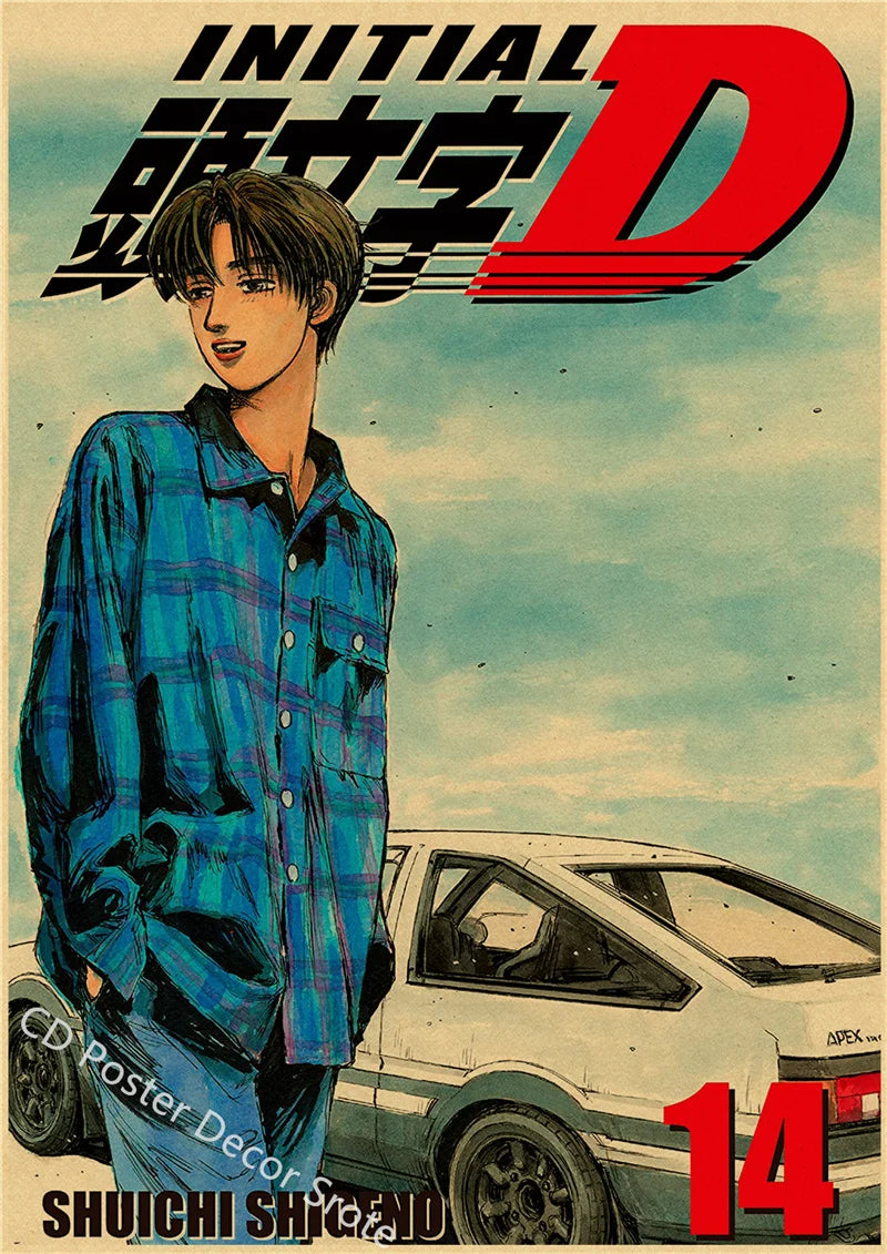 Initial D Kraft Paper Poster