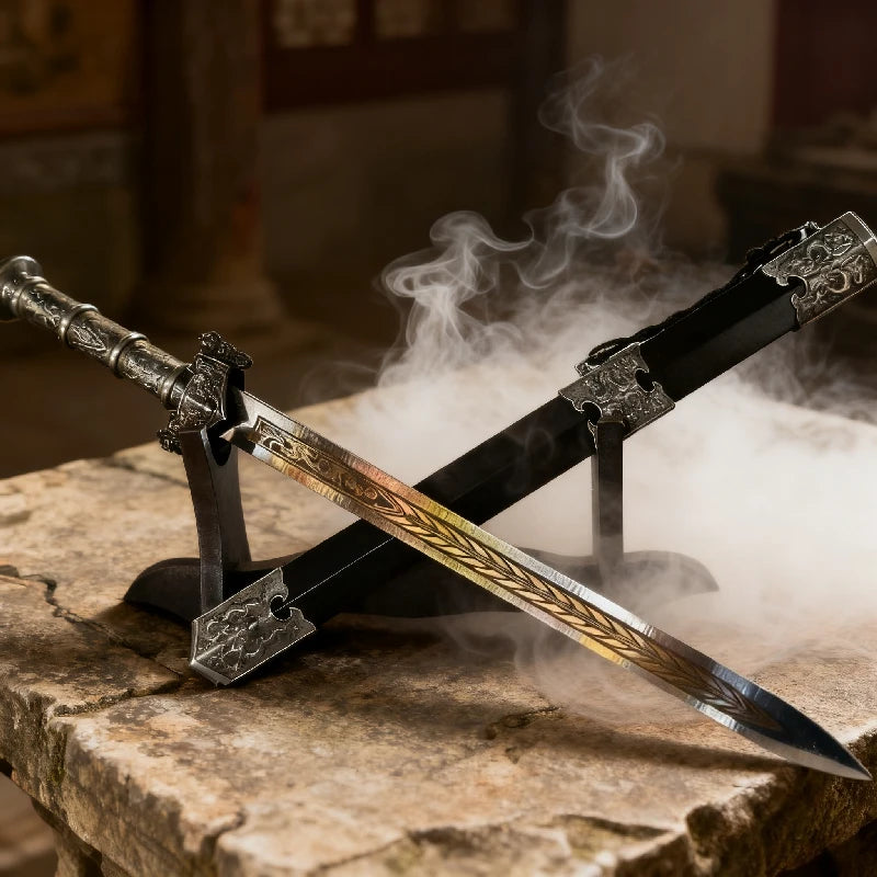 44cm Ancient Sword Model with Antique Bronze Finish, Detailed Metal Craftsmanship for Wall Display, Unsharpened Gift for Men