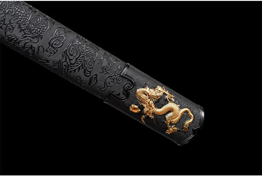 Functional Medieval Golden Dragon King Sword High Manganese Steel Blade Real Full Tang Sharp Samurai Swords Ready Battle Katanas