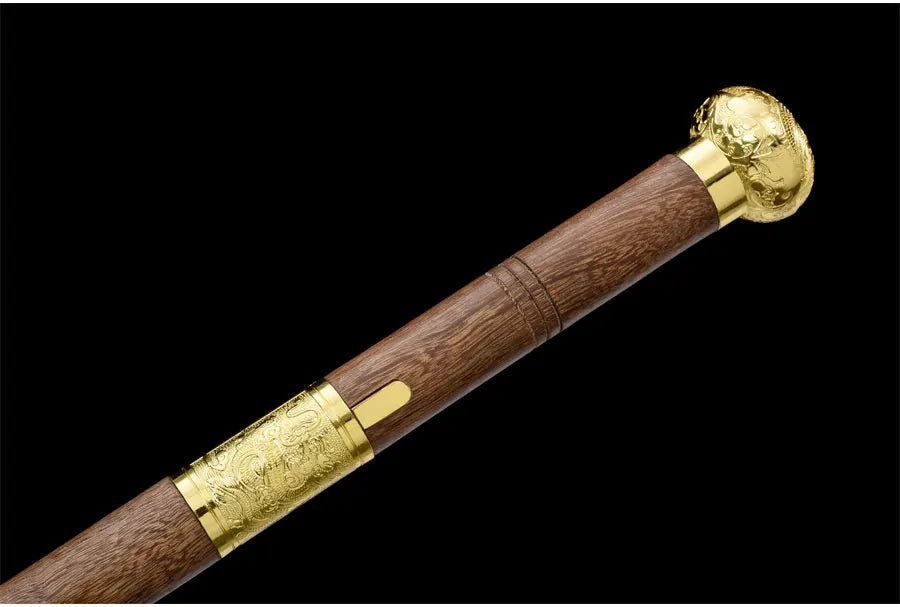 92cm Chinese Staff Sword Carbon Steel Blade Sharp Real Rosewood Scabbard Walking Stick Samurai Sword Ready Battle Dragon Katanas