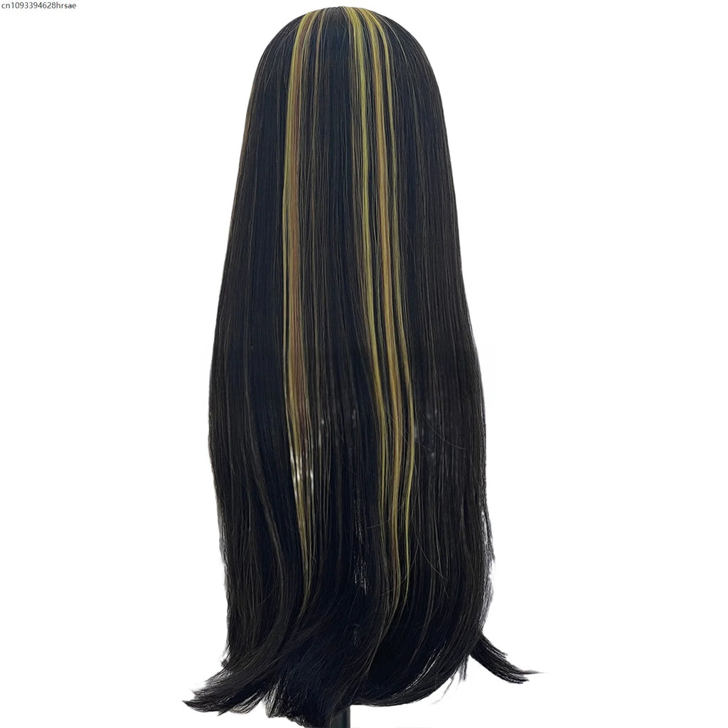 Anime Cosplay Wigs Mix Color Long Straight Hair Props Movie Performance Halloween Christmas Carnival Costume Prop