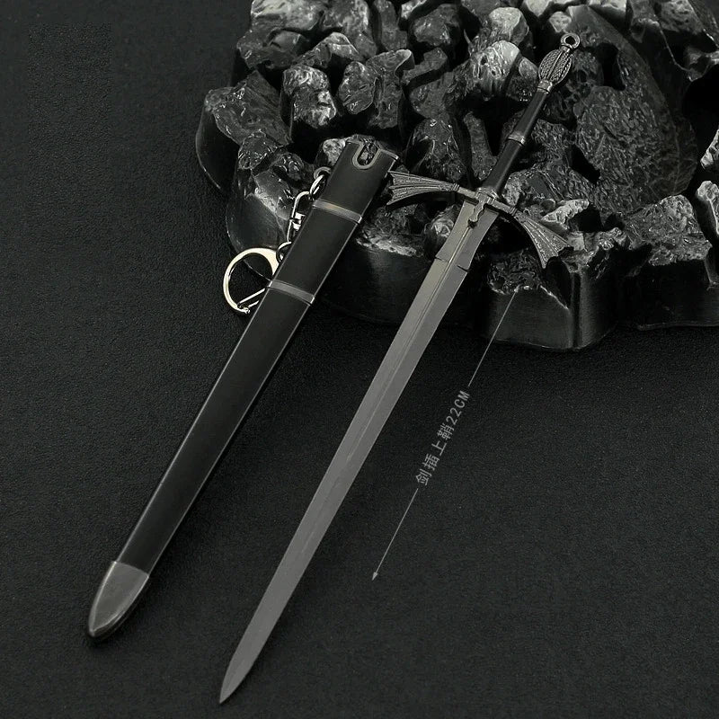 22cm GOT Game Sword with Sheath Keychain American TV Series 1:6 Medieval All Metal Sword Model Home Ornament Collection