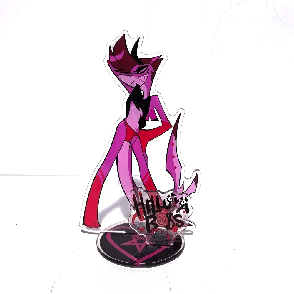 New 15CM Hazbin Hotel Charlie Morningstar Stand Acrylic Figures Vaggie Desktop Standing Sign Model Decoration Collection Gifts