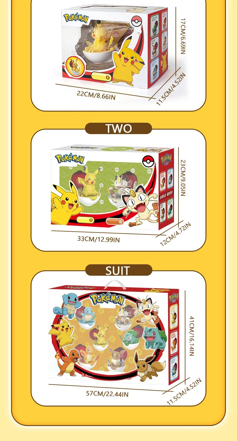 Pokemon  Genuine 6 Different Styles Toy Set Pokeball Pocket Monster Pikachu Eevee Charizard Gyarados Blastoise Figures Model