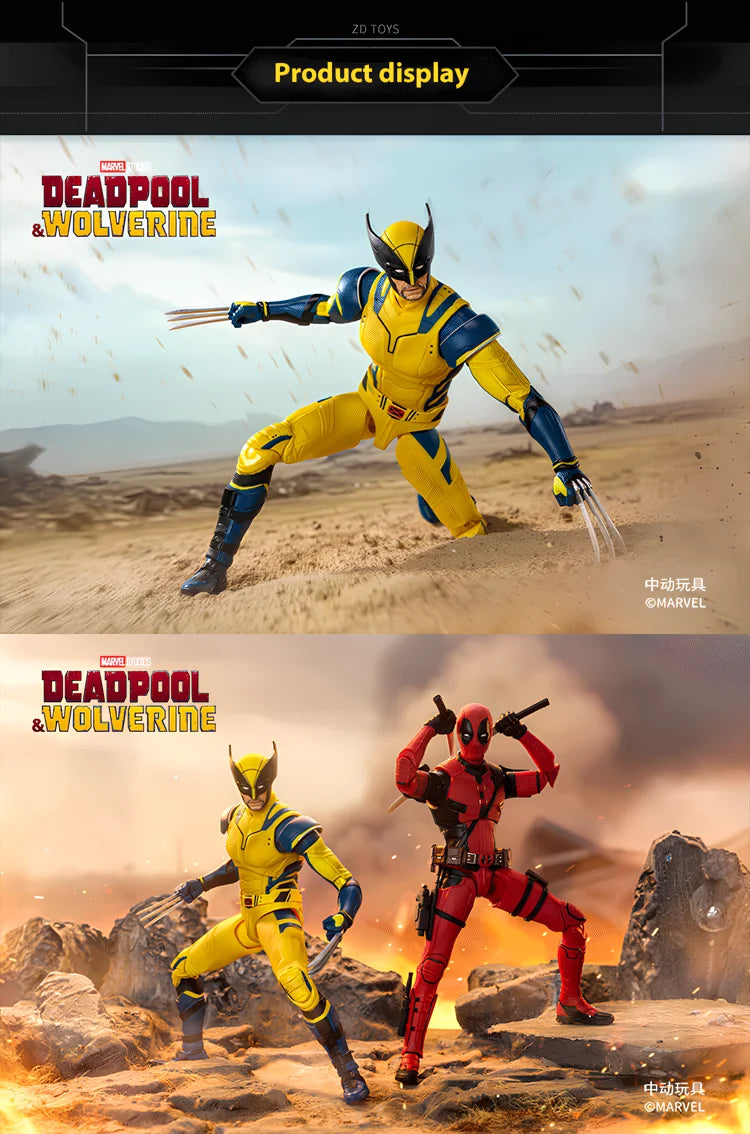 New ZD Toys Deadpool & Wolverine Model 7in 1/10 Action Figures Wolverine Model Marvel Superheroes Collection Ornaments Boy Gifts