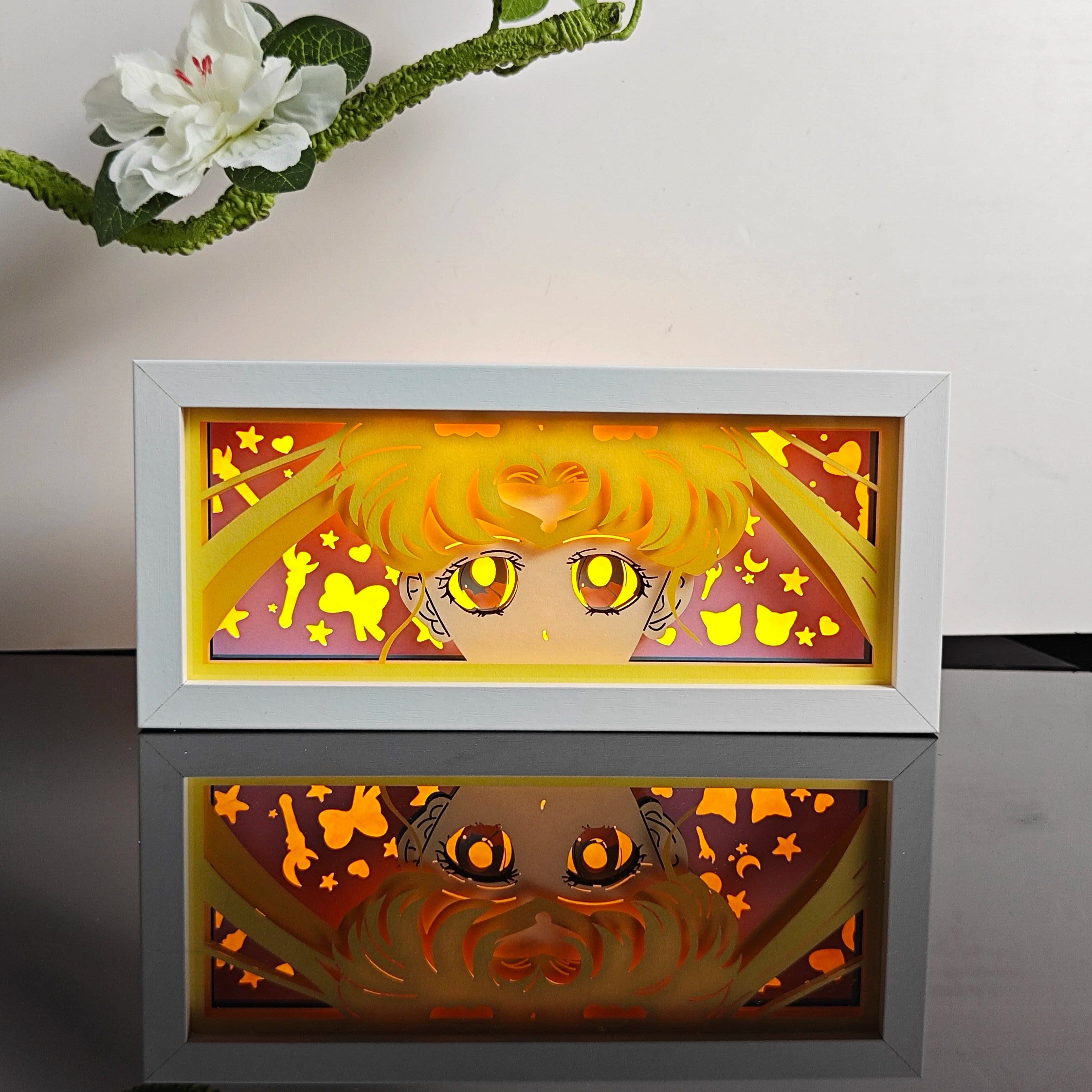 Anime Night Light Color Paper-Cut Light Remote Control Seven Color Change Party Room Cartoon Decoration Night Light