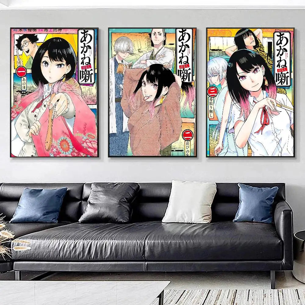 Anime A-Akane-Banashi Manga Posters HD Print Vintage Wall Art Decor for Home Study Room