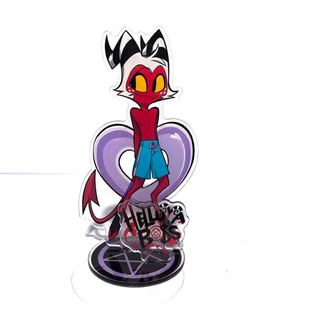 New 15CM Hazbin Hotel Charlie Morningstar Stand Acrylic Figures Vaggie Desktop Standing Sign Model Decoration Collection Gifts