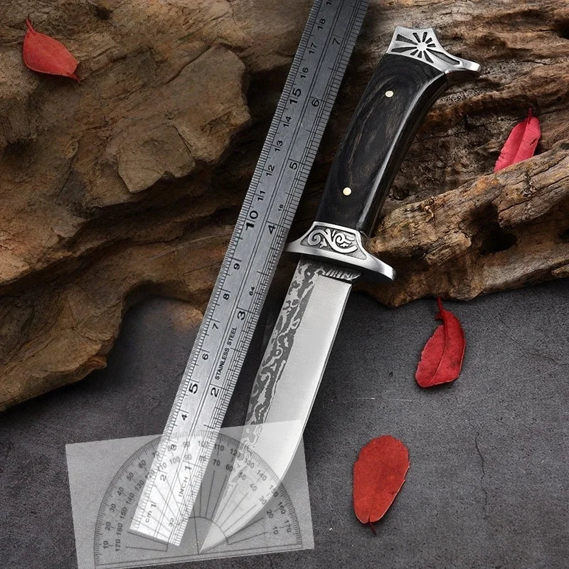 Outdoor Camping Survival Knives 7cr13mov Blade Wood Handles Self-defense Wilderness Tactics Straight Knives Military Knives
