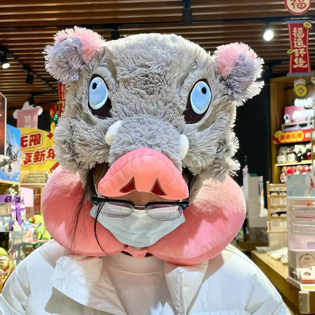 Cosplay Prop Wild Boar Head Plush Hat Pig Head Warm Headgear Cartoon Stuffed Anime Plushies Cosplay Props Gifts Boy Fans