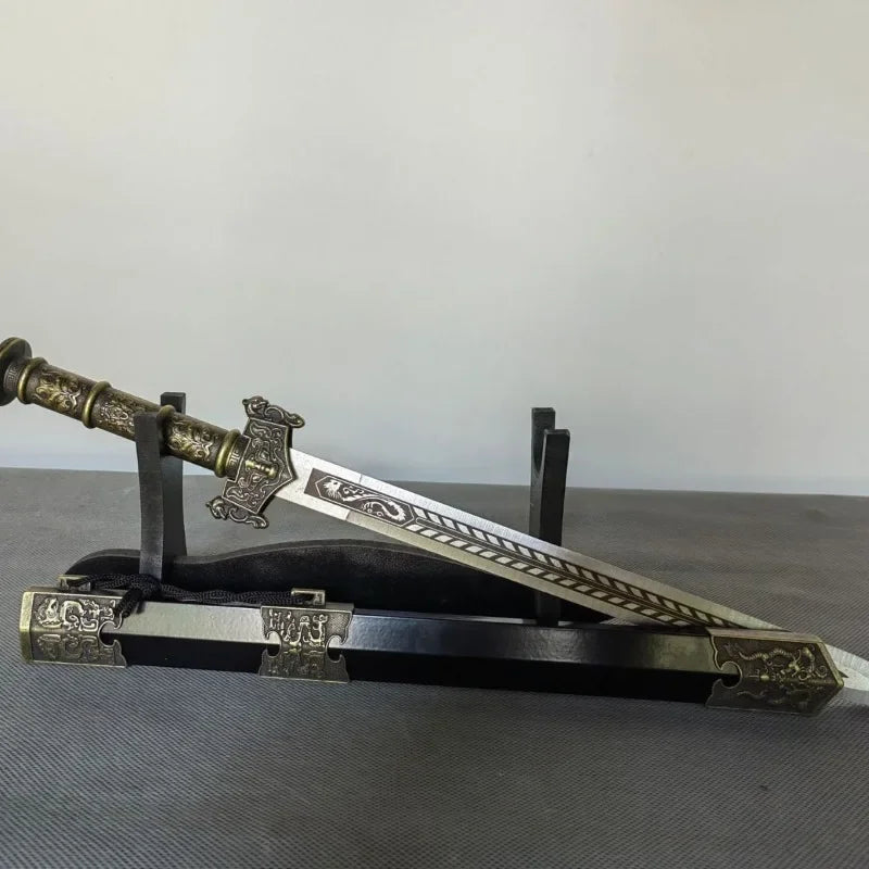 44cm Ancient Sword Model with Antique Bronze Finish, Detailed Metal Craftsmanship for Wall Display, Unsharpened Gift for Men
