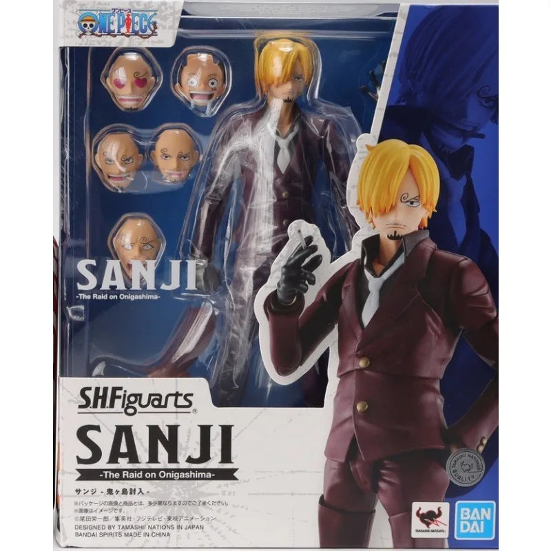 In Stock Genuine Bandai SHF One Piece Series Luffy Zoro Sanji Yonko Kaido Kid Trafalgar Law Action Figures Hand Model Collection