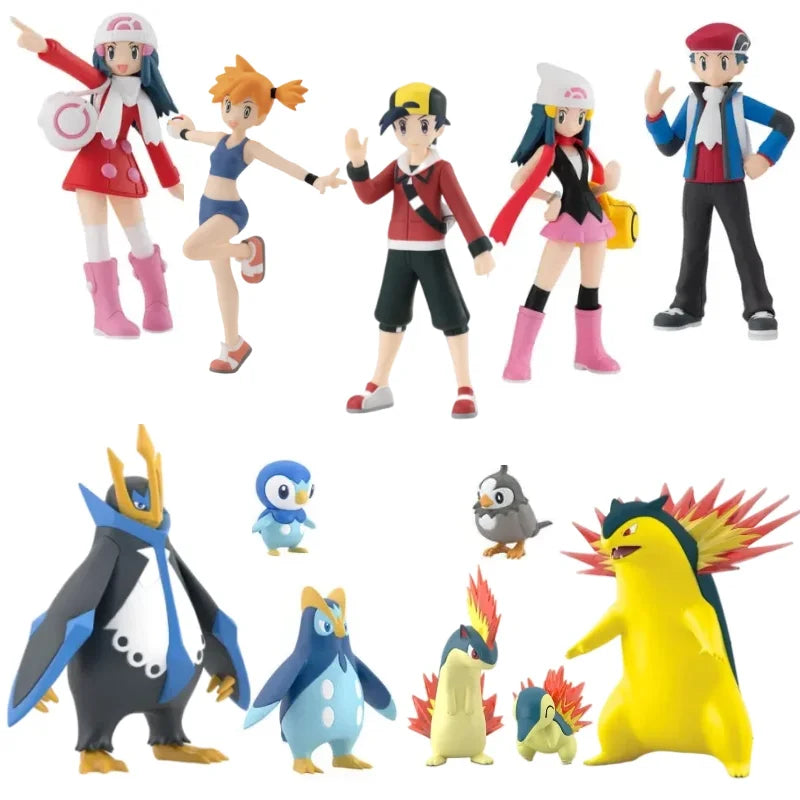 BANDAI Pokemon Figures Scale World Sinnoh Region Johto Region World Hoenn 2 Set Haruka Hikari Hibiki Anime Child Christmas Gift