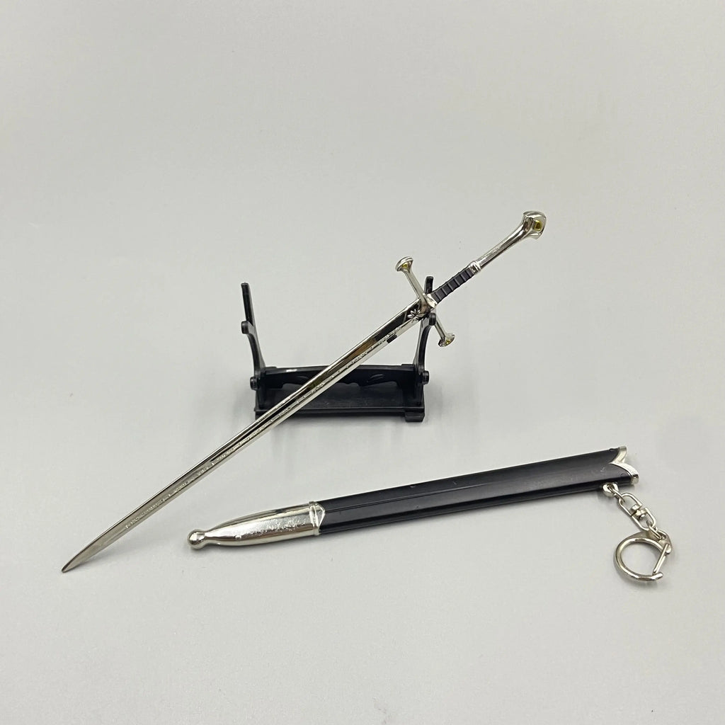 22cm Silver Sword The Anduril Narsil Sword  Movies Peripheral Medieval Metal  Model Samurai Keychains Ornament Crafts Toys