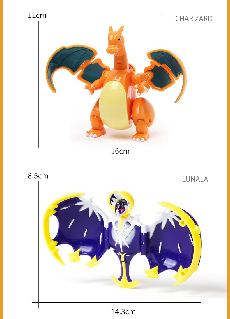Anime Pokemon Figures Transformer Poke Ball Model Pikachu Charizard Blastoise Mewtwo Venusaur Gyarados Greninja Robot Toy Gift