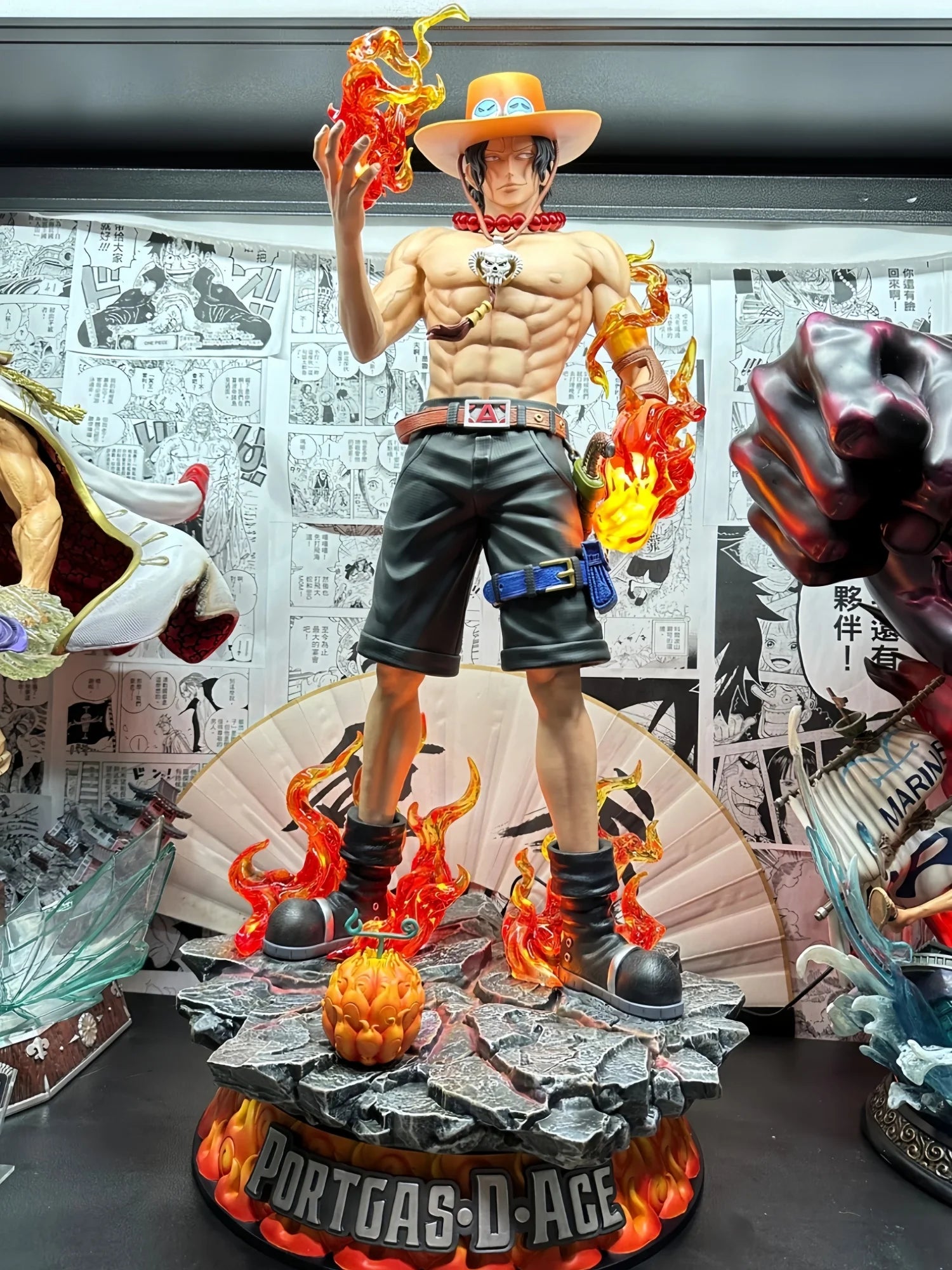 70cm New One Piece Gk Fantasy Third Anniversary 1/3 Ace Super Huge Collect Figures Trendy Statue Anime Decoration Christmas Gift