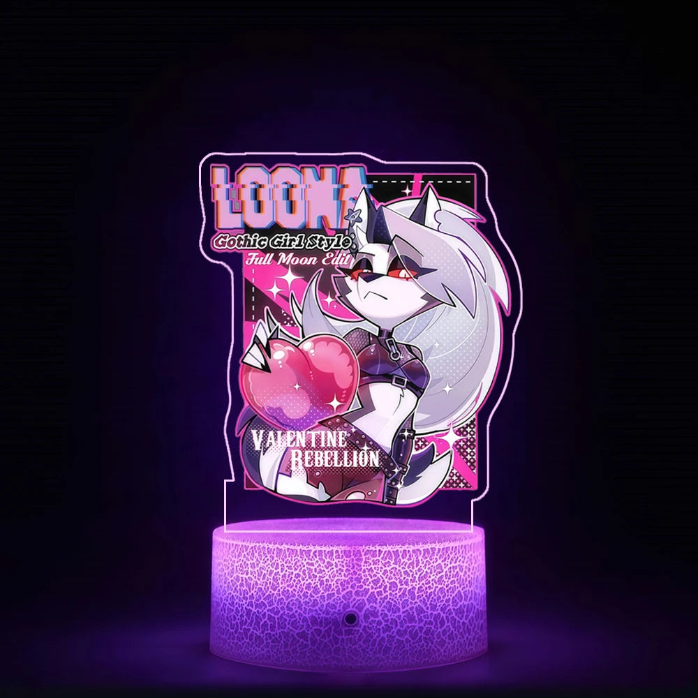 Night Light for Helluva Boss Moxxie Millie Loona Octavia Stella Vassago Asmodeus Colorful Lights Anime Cartoons Bedside Lamp