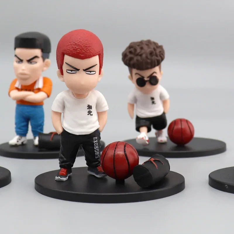 5PCS/Set Anime SLAM DUNK Sakuragi Hanamichi PVC Action Figures Rukawa Kaede Collection Model Car Interior Cute Toys