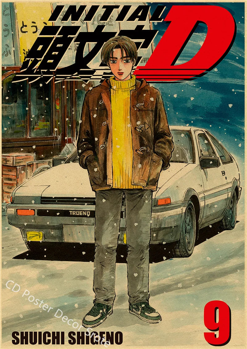 Initial D Kraft Paper Poster
