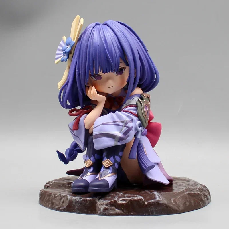 Anime Genshin Impact Raiden Figura Q Version Figure 14cm Raiden Shogun Figures Action Kawaii PVC Collection Decor Figurine Toys