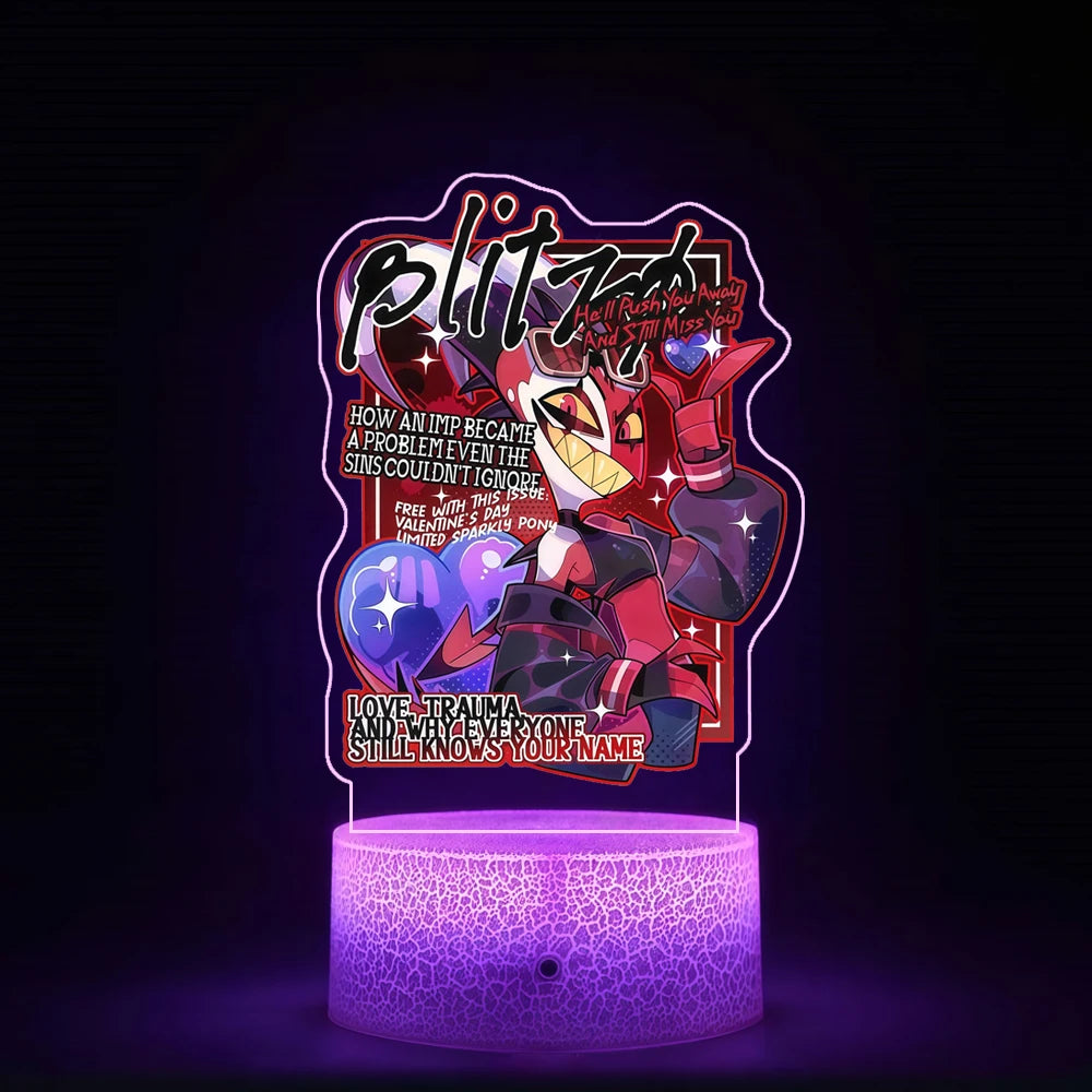 Night Light for Helluva Boss Verosika Mayday Asmodeus Vassago Stolas Colorful Lights Anime Bedside Lamp Desktop Decoration Gifts