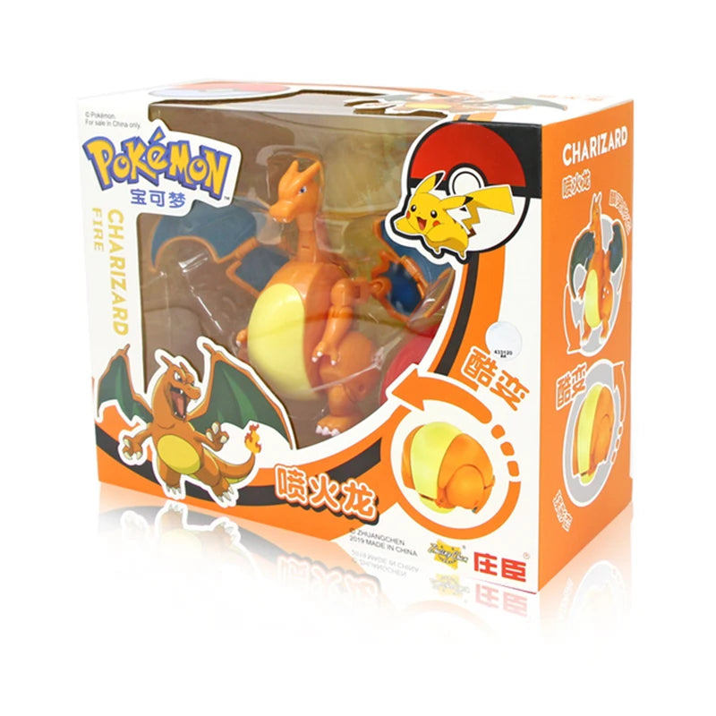 Anime Pokemon Figures Transformer Poke Ball Model Pikachu Charizard Blastoise Mewtwo Venusaur Gyarados Greninja Robot Toy Gift