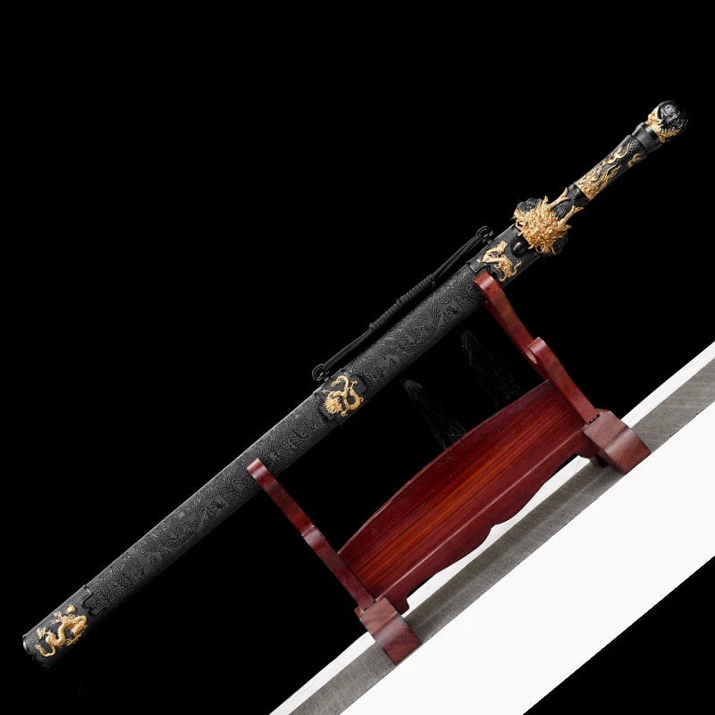 Functional Medieval Golden Dragon King Sword High Manganese Steel Blade Real Full Tang Sharp Samurai Swords Ready Battle Katanas
