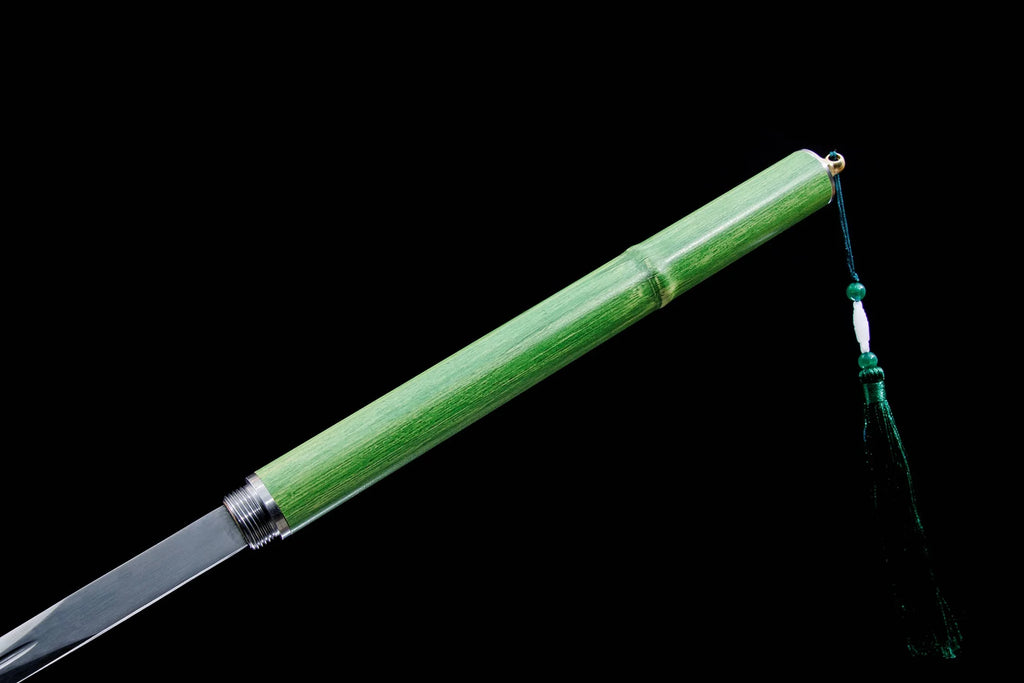 112cm bamboo joint walking stick sword ready for combat with sharp edge.Samurai sword made of real steel. Katana for ninja arts