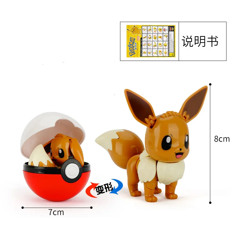 Anime Pokemon Figures Transformer Poke Ball Model Pikachu Charizard Blastoise Mewtwo Venusaur Gyarados Greninja Robot Toy Gift