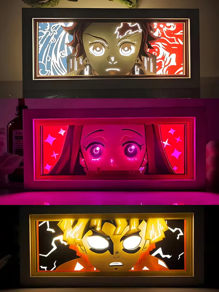 Demon Slayer Kimetsu no Yaiba 3D Light Box Led Anime Kamado Tanjirou light Cartoon colorful light box room bedroom night light