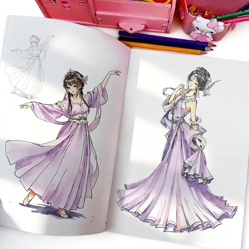 3 Books/set Anime Sketch Book for Beginners, Manga Character Tracing & Drawing Practice Pad (Bishoujo/Bishonen/Ancient Style)