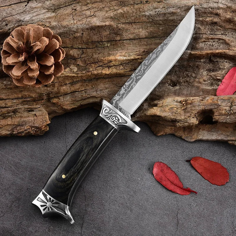Outdoor Camping Survival Knives 7cr13mov Blade Wood Handles Self-defense Wilderness Tactics Straight Knives Military Knives