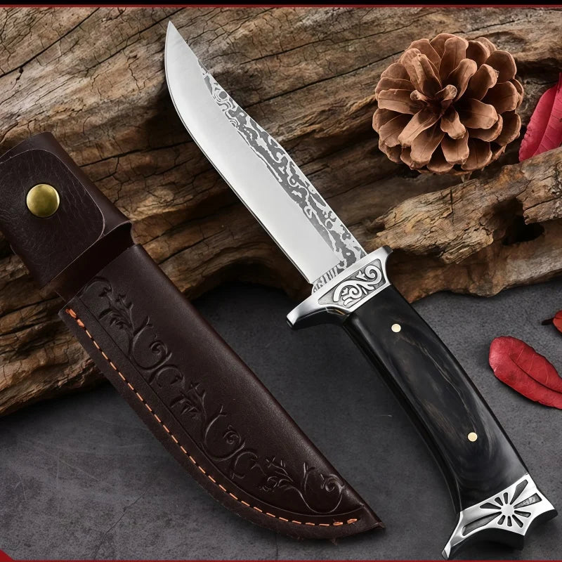 Outdoor Camping Survival Knives 7cr13mov Blade Wood Handles Self-defense Wilderness Tactics Straight Knives Military Knives