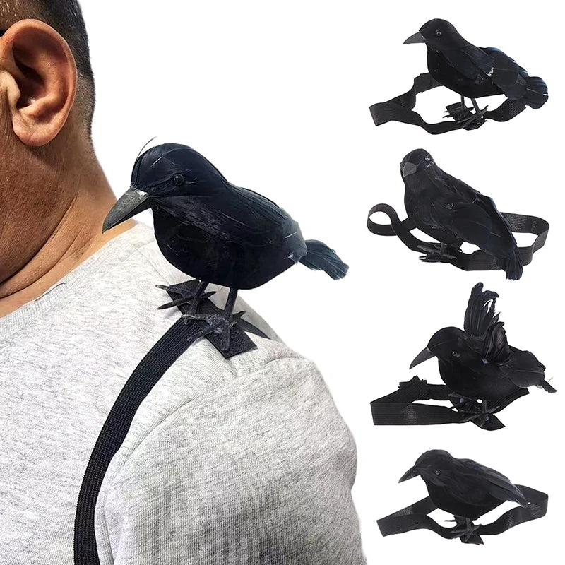 Black Crow Ornament with Shoulder Elastic Band - Halloween Party Cosplay Prop