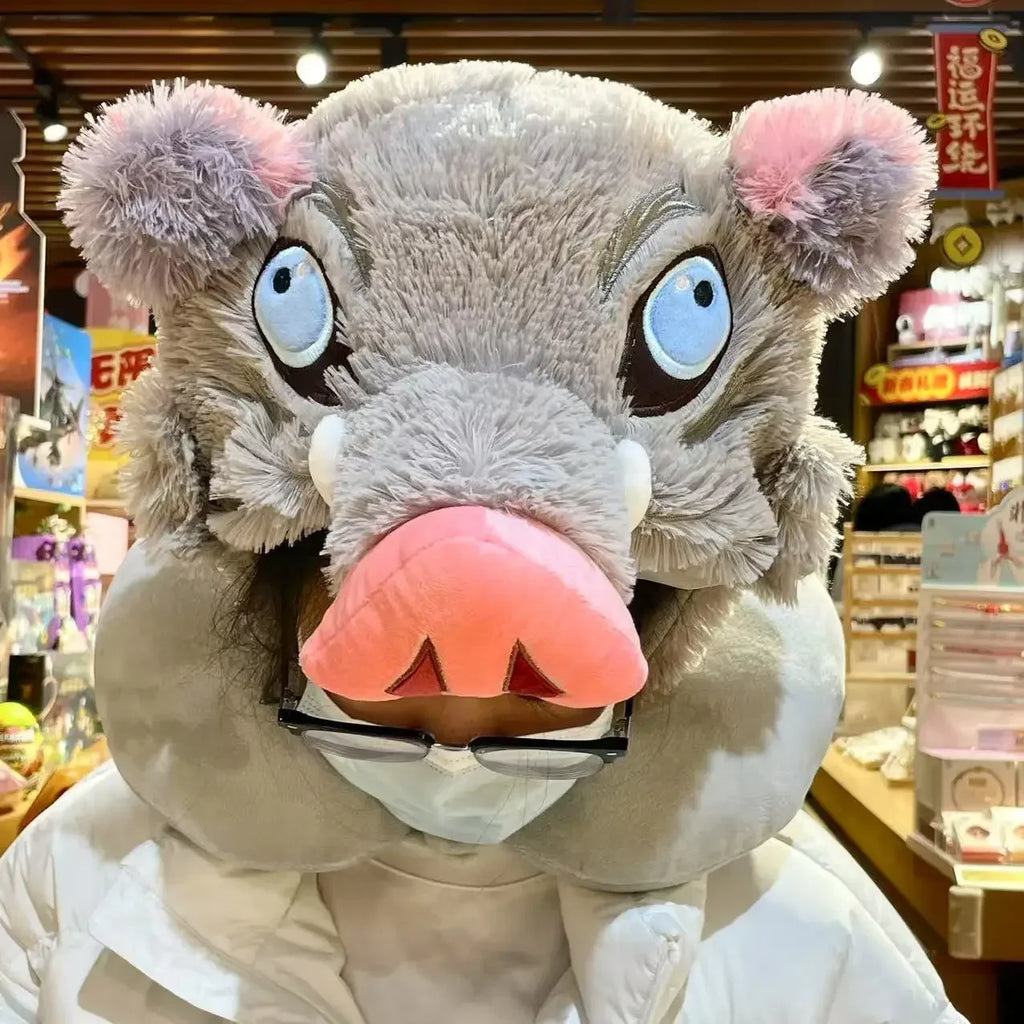 Cosplay Prop Wild Boar Head Plush Hat Pig Head Warm Headgear Cartoon Stuffed Anime Plushies Cosplay Props Gifts Boy Fans
