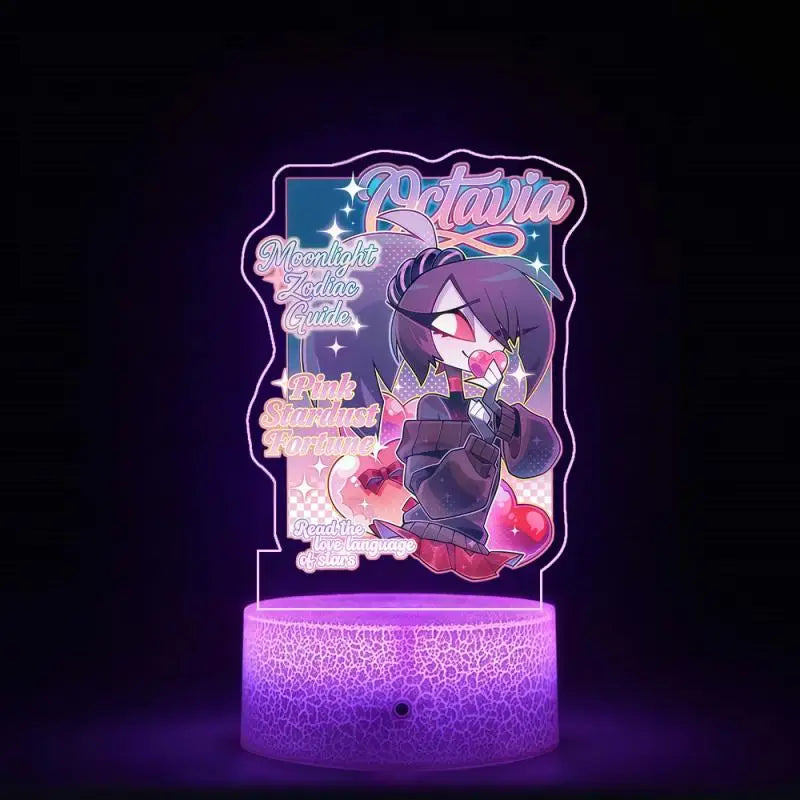 Night Light for Helluva Boss Moxxie Millie Loona Octavia Stella Vassago Asmodeus Colorful Lights Anime Cartoons Bedside Lamp